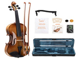 GV406 4/4 Acoustic Violin Kit Natural w/Square Case, 2 Bows, 3 In 1 Digital 11791316
