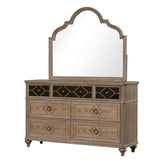 Simple Contemporary 1pc Dresser Rustic Oak Veneer Solid wood English Back Dovetail Drawers Bedroom B2741P357505