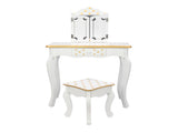 Three Fold Mirror Single Drawing Curved Foot Children Dressing Table Yellow Dots 13820391