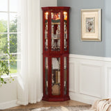 Corner Curio Cabinet Lighted Corner Display, Display Shelf Shelving Bar cabinet with Tempered W2275P177189