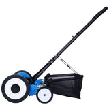 20-Inch 5-Blade Push Reel Lawn Mower with Grass Catcher, 4 WHEELS BLUE COLOR 63959665