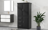 ZNTS Tall and Wide Storage Cabinet with Doors for Bathroom/Office, Three Drawers, Black WF299285AAB