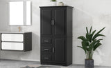 Tall and Wide Storage Cabinet with Doors for Bathroom/Office, Three Drawers, Black WF299285AAB