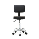 ZNTS Round Shape Adjustable Salon Stool with Back Black 28184320