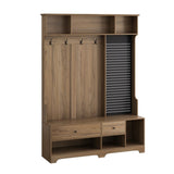 Multi-purpose Hallway Hall Tree with Removable Linen Cushioned Entryway Bench, Coat Rack, Storage W757P196819