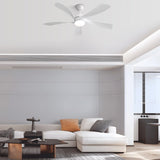 ZNTS 52 Inch Modern Ceiling Fan With 5 ABS Blades Remote Control Reversible DC Motor White For Bedroom W934P187539