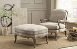 Living Room Accent Ottoman Wood Frame Gray Weathered Finish Textured Fabric Upholstery Foam Seat B01146477