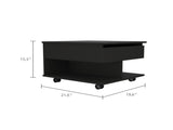Babel Lift Top Coffee Table 15.3" H, Casters, One Shelf, Black, Living Room B097P407605