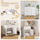 Cat Litter Box Enclosure With 2 Drawers 3 Doors Anti-Toppling Devices Storage 84617014