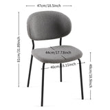 Grey Boucle Fabric Dining Chairs Set of 4, Mid-Century Modern Dining Kitchen Dining Room W1164P195045