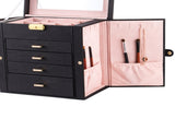 Synthetic Leather Huge Jewelry Box Mirrored Watch Organizer Necklace Ring Earring Storage Lockable 27866558