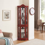 Curio Lighted Glass Display Curio w/Tempered Glass Doors and Shelves, Crown Corner W2275P178901