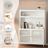 Kitchen Pantry Cabinet, Tall Storage Cabinet with Glass Doors & Adjustable Shelves, Cabinet Cupboard T2398P272122