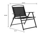 3-Piece Outdoor Bistro Set, Folding Chairs & Glass Table, Black 01009703
