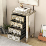 ZNTS Elegant Mirrored 4-Drawer Chest with Golden Lines Storage Cabinet for Living Room, Hallway, Entryway WF302317AAN