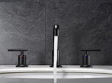 Matt Black Widespread Bathroom Sink Faucet with With CUPC Water Supply Hose and Cartridge DSDC729MB