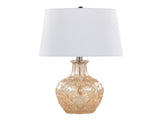 Gloria Round 20" Contemporary Glass Accent Lamp in Clear Champagne Lustre Glass, Chrome Metal and B202P224028