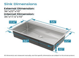 Stainless Steel Kitchen Sink, 36x22 Single Bowl, Overmount Handmade Sink in Brushed, with Cutting T3177P296185