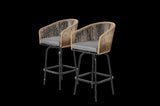 Outdoor Bar Stools Set of 2, 2-Piece Patio Bar Stools Armrests, All Weather Rattan Bar Chairs W640P256794