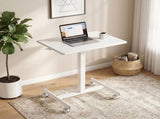 Small Mobile Desk Adjustable Height Laptop Desk with Lockable Wheels, White 30911405