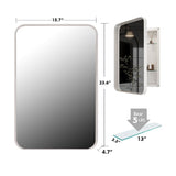 16x24 Inch Recessed White Metal Framed Medicine Cabinet with Mirror and Adjustable Shelves Black 24161549