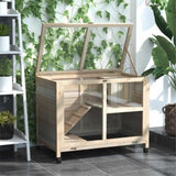 ZNTS Pet cage /Wood Rabbit Hutch-Natural （Prohibited by WalMart） 19946198