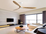 60 Inch Indoor Modern Ceiling Fan With 3 Color Dimmable 6 Speed Remote Control 3 Solid Wood Blade W934P145959