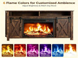 Rotten Wood Finish Fireplace TV Stand, 147.5*39*76cm, Embossed Particle Board with Melamine Foil, 46705287