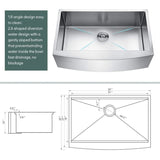 Brushed Nickel 16 gauge Stainless Steel 33 in. Single Bowl Farmhouse Apron Kitchen Sink with Bottom JYSF322BN