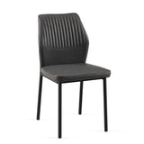 Dark Grey PU Leather Dining Chairs Set of 4 Faux Leather Dining Chairs Living Room Chair Modern W1164P195156