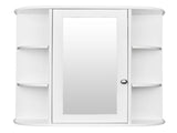 3-tier Single Door Mirror Indoor Bathroom Wall Mounted Cabinet Shelf White 48311781