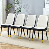 Modern Two-Tone PU Dining Chairs - White and spliced chairs With Gold Decorated Legs.White and W1151P217981