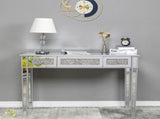 3-Drawer Modern Style Diamond-Embellished Computer Desk MDF with Mirror Finish 42*15*29.92in Silver 99489449