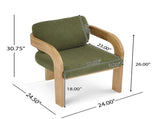 2-Pack Dining Chairs with Pillow Back, Green Boucle Fabric, Natural Color Solid Wood Frame N779P298399D