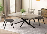 55.11'' -70.86"Retro Rectangular Stretch Dining Table, Grey Carole Top With Black Embossed Center W757P147832