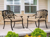 Set of 2 Cast Aluminum Patio Dining Chairs with Cushions, Stackable Outdoor Bistro Chairs for 96662218