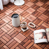 ZNTS 30 PCS Interlocking Deck Tiles Checker Pattern, 12" x 12" Square Acacia Hardwood Outdoor Flooring W68582669