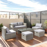 2pcs armless sofa 2pcs footstool 1pcs double sofa 1pcs coffee table with storage, gray 62176797