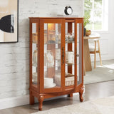 2 Doors Curio Cabinet with Tempered Glass Doors, Curio Cabinets with Mirrored Back Panel and W2275P300143