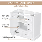 36" Bathroom Vanity without Sink, Cabinet Base Only, Six Drawers, Multi-Functional Drawer Divider, WF307973AAK