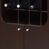 Wine Cabinet Red Cocoa with Two Doors Removeable Wine Bottle Rack Metal Wine Glass Racks Four B107P222502