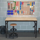 Adjustable Height Workbench, 60" Rubber Wood Top Heavy duty Workstation with Power Outlets, 2000 LBS W1422P218519