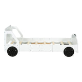 Twin Size Car-Shaped Platform Bed with Wheels,White WF311752AAK