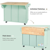 Kitchen Cart with Rubber wood Drop-Leaf Countertop ,Cabinet door internal storage racks,Kitchen WF298028AAE