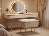 Square Ottoman with Table Top, Comfortable Footrest With Storage, Vanity Stool Suitable for Living 07402764