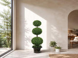4FT Artificial Triple Ball Boxwood Topiary Trees Outdoor Ball-Shaped Boxwood, Fake Plants, Home W2945P578008
