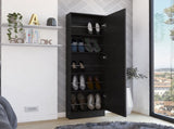 Leto Xl Shoe Rack, Mirror, Five Interior Shelves, Single Door Cabinet -Black B07091929