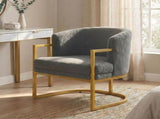 Modern Accent Chair Cozy Armchair Upholstered Reading Chair with Gold Metal Frame Living Room, N763P360688E