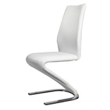 Contemporary Style Z-Shaped Chair Base 2pcs Chairs White Leatherette Chrome Finish Side Chair B011P152662