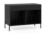 Record Player Storage Stand - Customizable Vinyl Compartments, Built-in Charging Station, Metal Legs 40443998